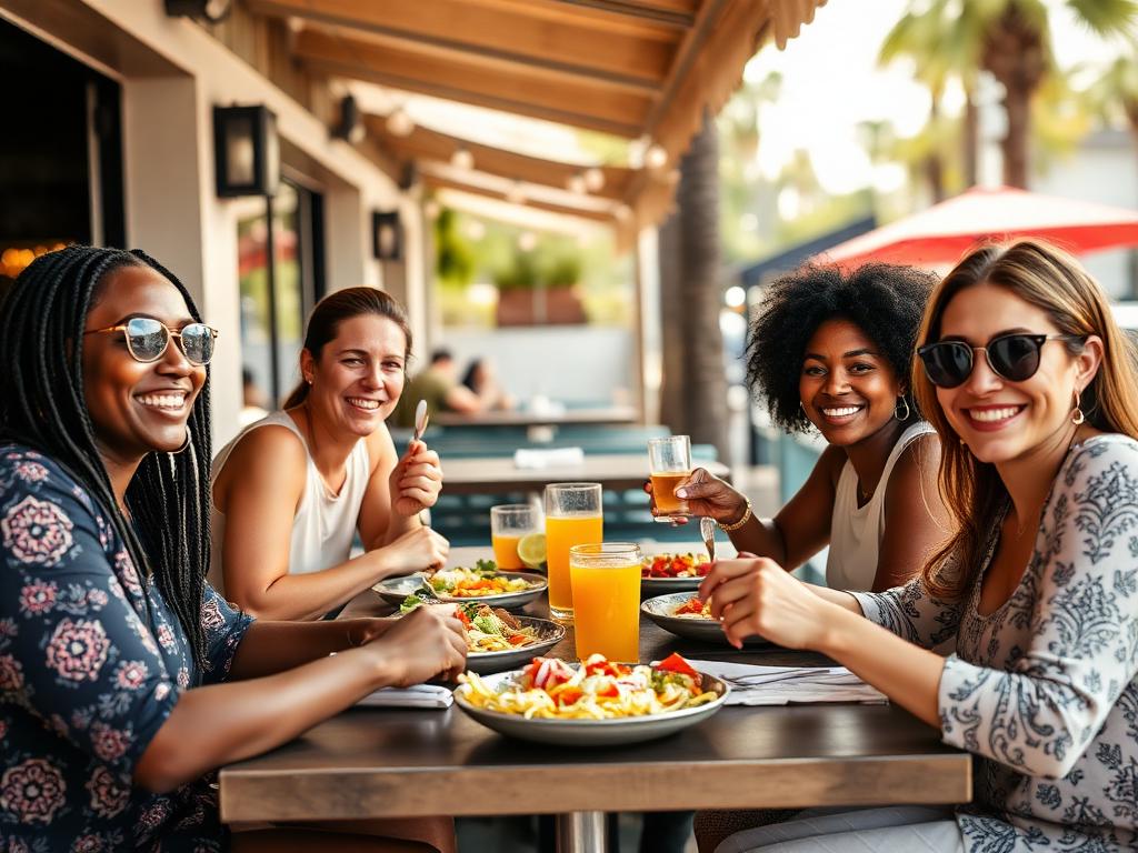 Happy customers dining outdoors at Cutty La